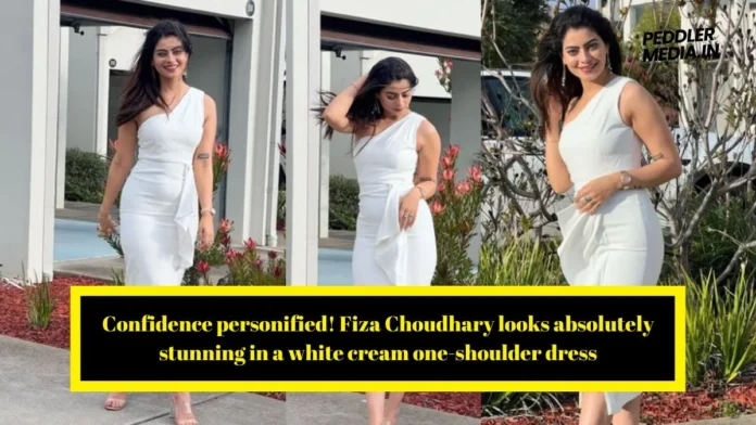 Fiza Choudhary white cream one-shoulder dress